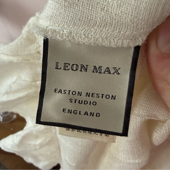 Leon Max Linen Blend Mother of Pearl Beaded Tunic Small - Picture 8 of 9